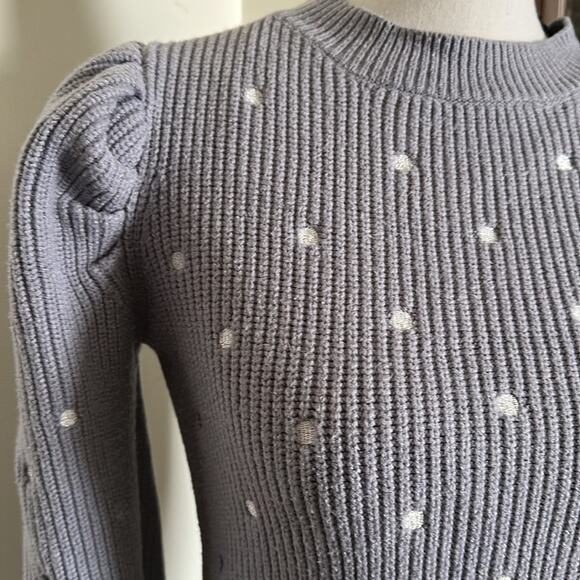 Debut | Dreamers Embroidered Polka Dot Pullover with Puff Sleeves Size S - Picture 3 of 10